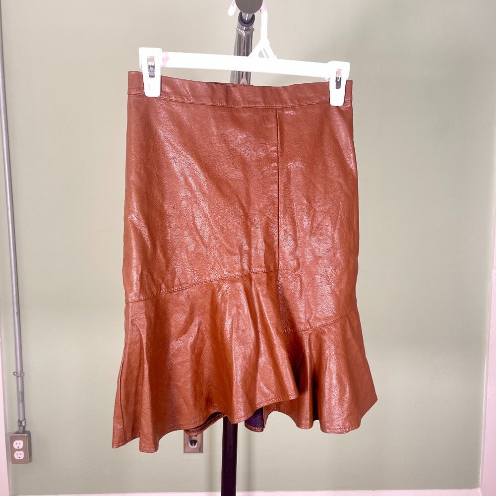 A'GACI Brown Faux Leather Skirt - Women's Size S